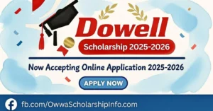 Dowell Scholarship 2025–2026 online application banner for Filipino college students
