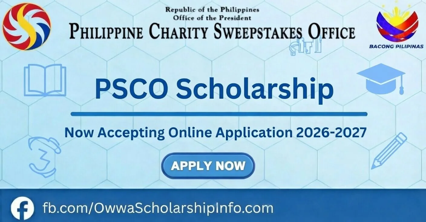 PCSO Scholarship official logo representing government-funded educational assistance for Filipino students