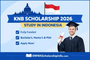 KNB Scholarship 2026 fully funded Indonesian government scholarship thumbnail with graduate student and study in Indonesia